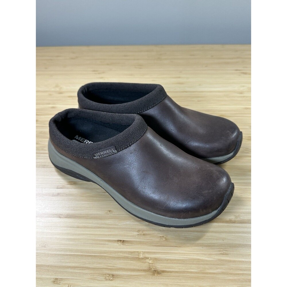 Merrell Encore Nova 5 slip-on Leather Clogs Sz 7 Women Espresso Comfort Support